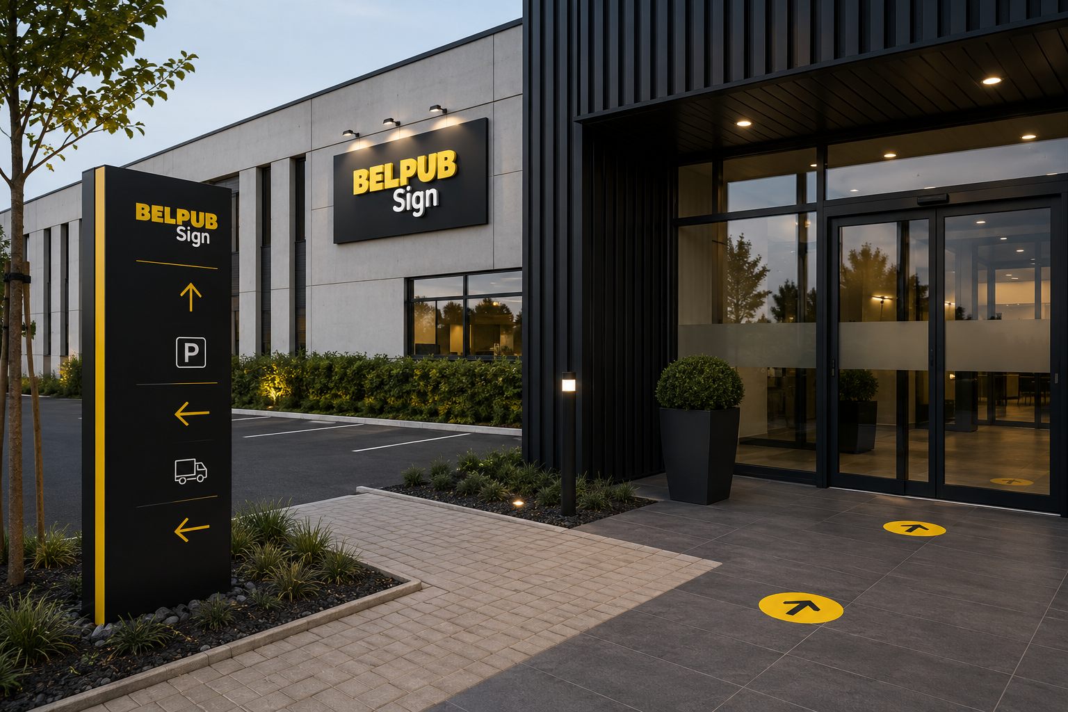 Voorbeeld van signalisatie door Belpub Sign.